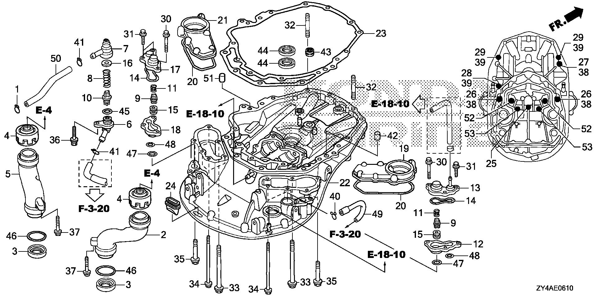 BF225 BF225AK3 mount case exploded parts diagram with numbered part references