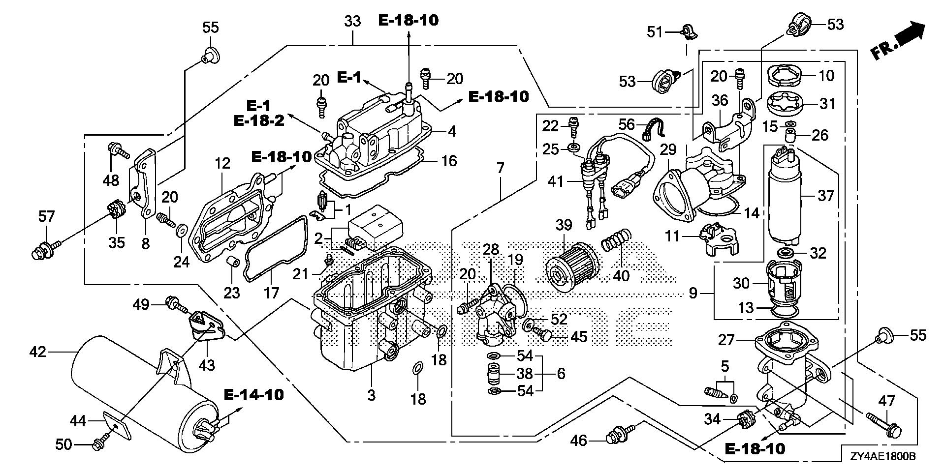 BF225 BF225AK3 vapor separator assy. exploded parts diagram with numbered part references