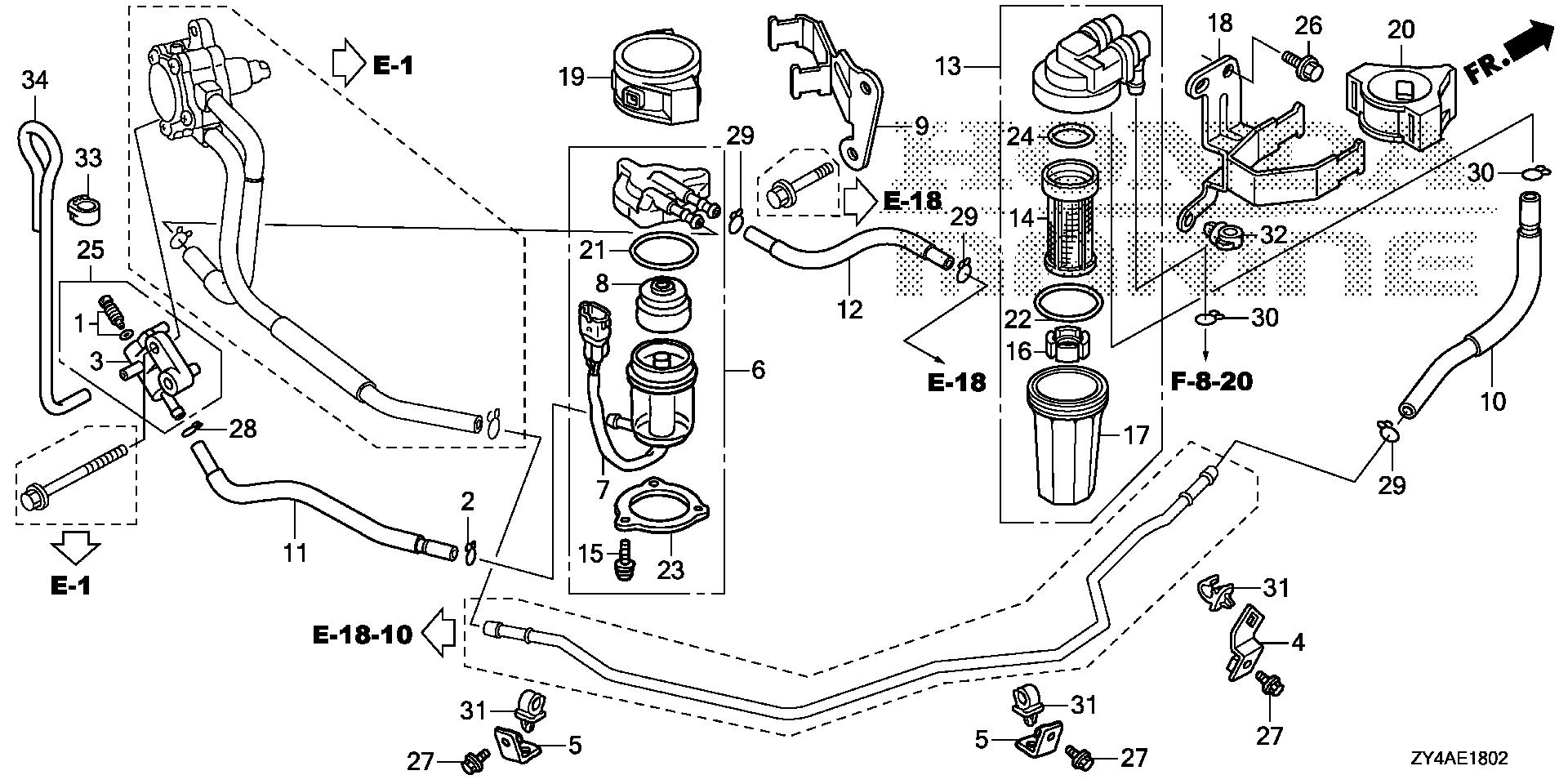 BF225 BF225AK3 water separator - fuel     strainer (2) exploded parts diagram with numbered part references