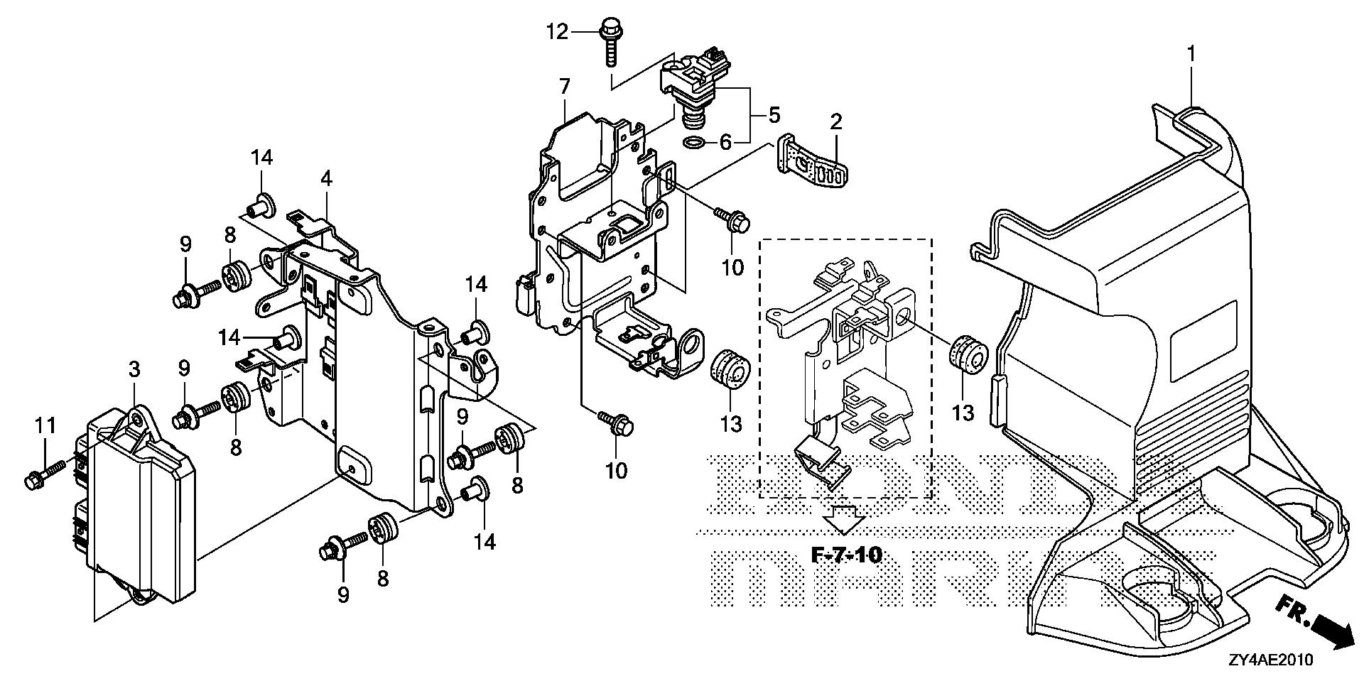 BF200 BF200AK2 electronic control unit  (1) exploded parts diagram with numbered part references