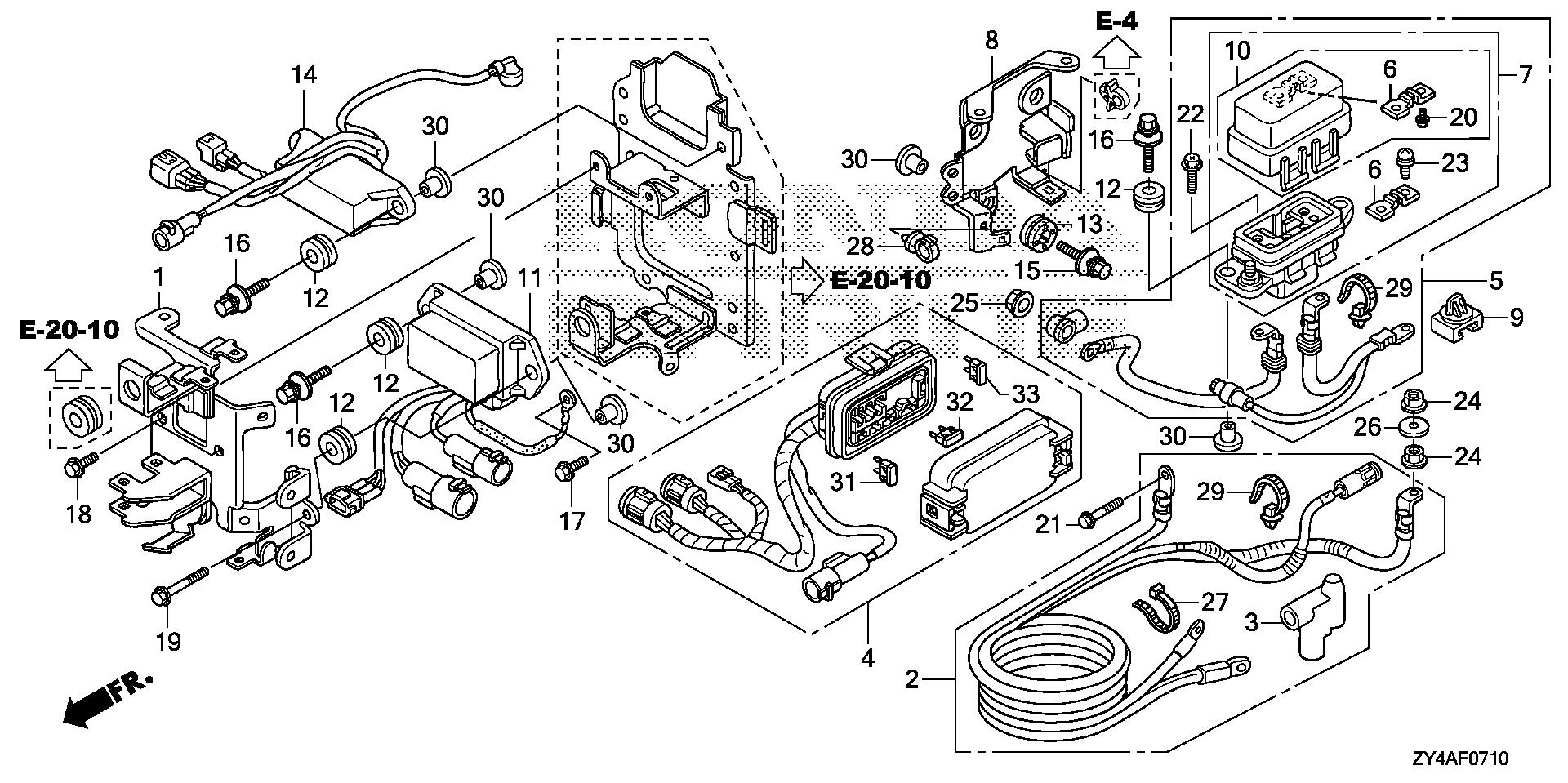 BF200 BF200AK2 starter cable (1) exploded parts diagram with numbered part references