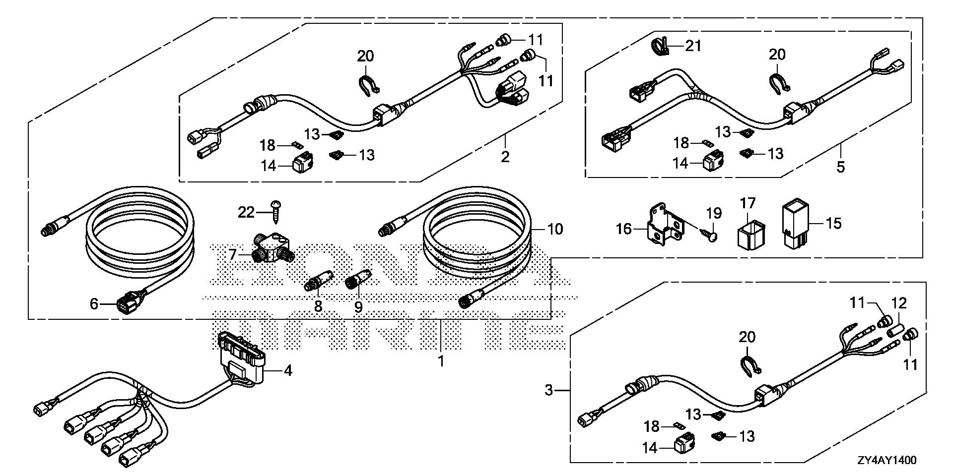 BF225 BF225AK3 cable kit exploded parts diagram with numbered part references