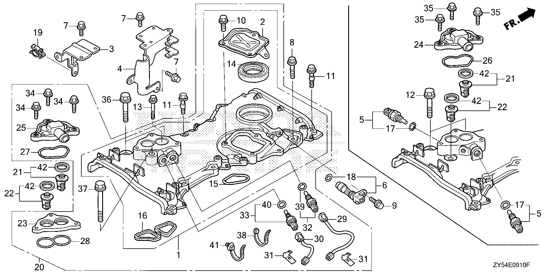 BF150 BF150A4 chain case - thermostat exploded parts diagram with numbered part references