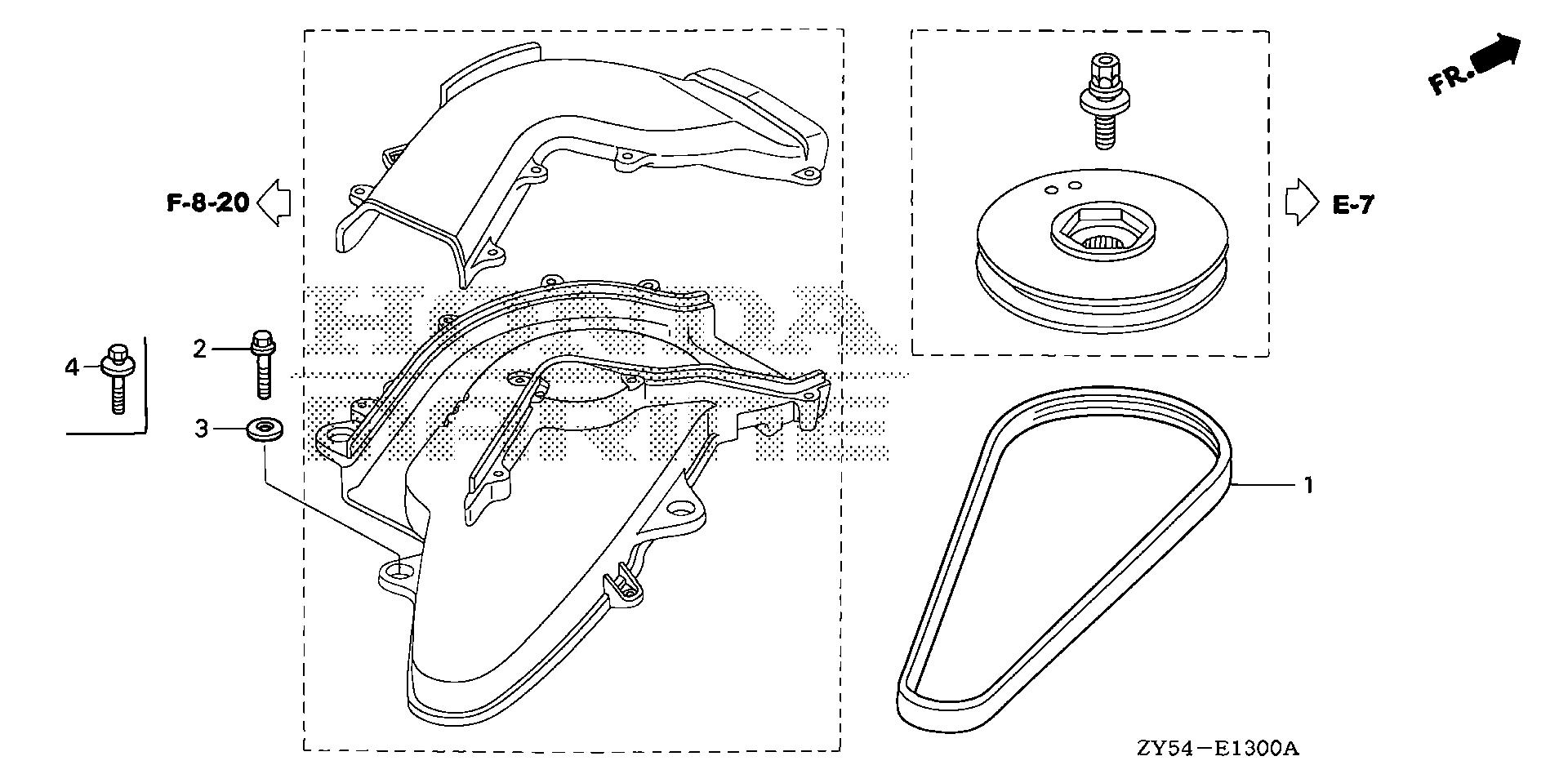 BF150 BF150A4 alternator belt exploded parts diagram with numbered part references