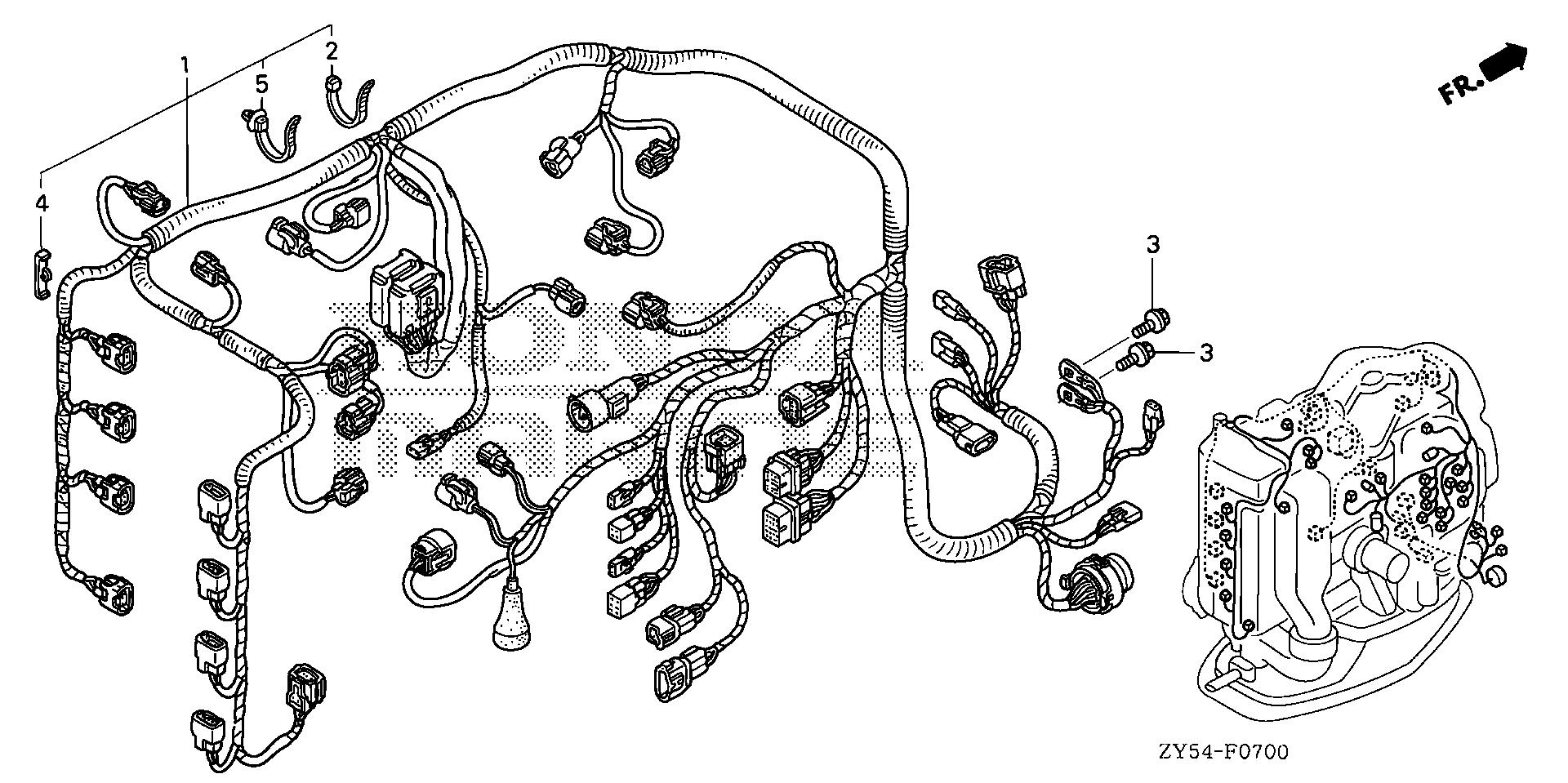 BF150 BF150A4 wire harness (1) exploded parts diagram with numbered part references