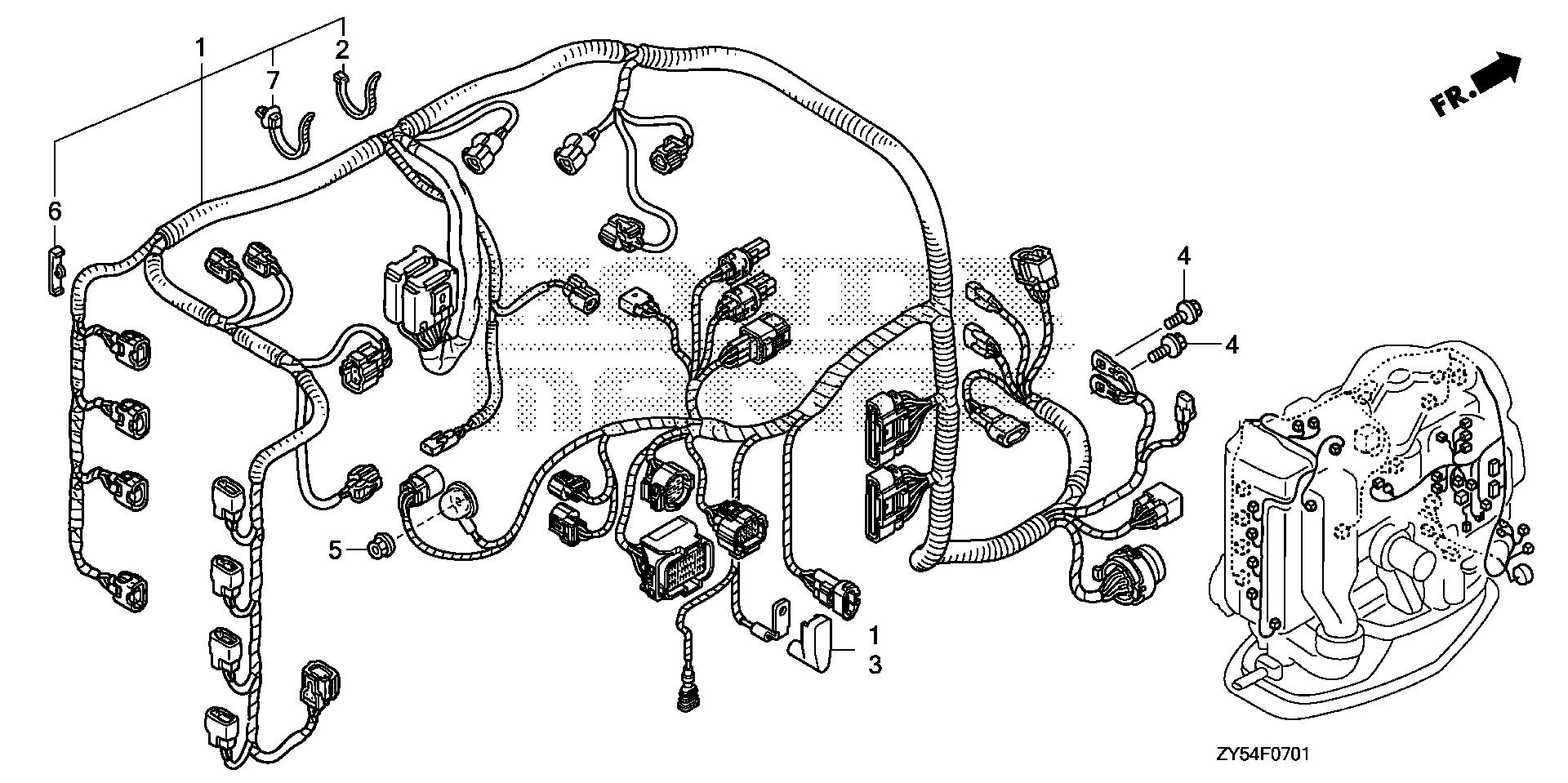 BF150 BF150AK0 wire harness (2) exploded parts diagram with numbered part references