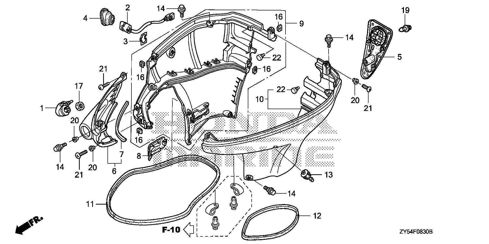BF150 BF150A4 lower cover exploded parts diagram with numbered part references
