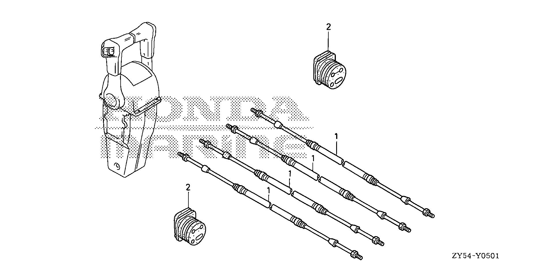 BF150 BF150A4 cable (dual) exploded parts diagram with numbered part references