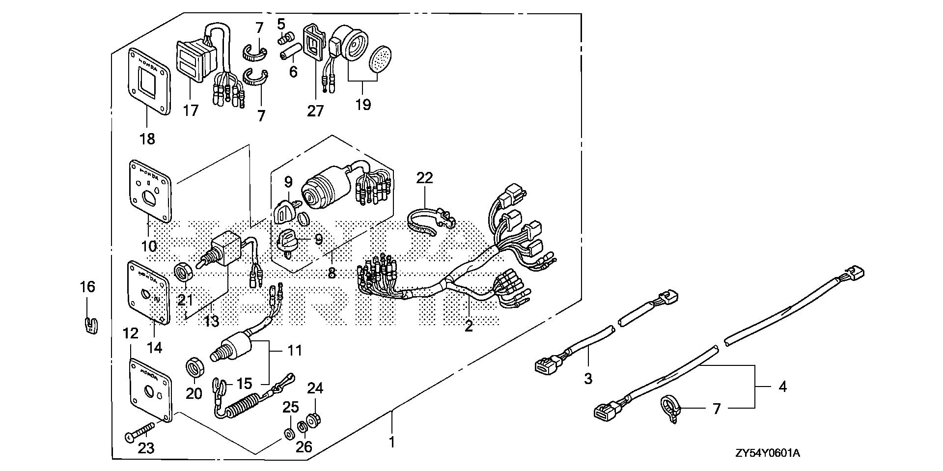 BF150 BF150A4 control panel (2) exploded parts diagram with numbered part references