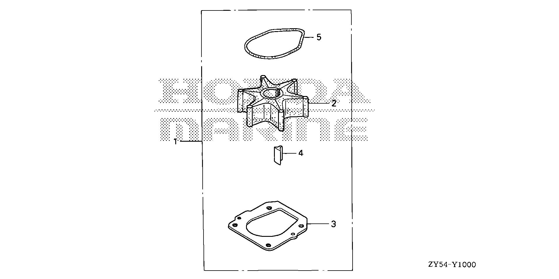 BF150 BF150A4 water pump impeller kit  (1) exploded parts diagram with numbered part references