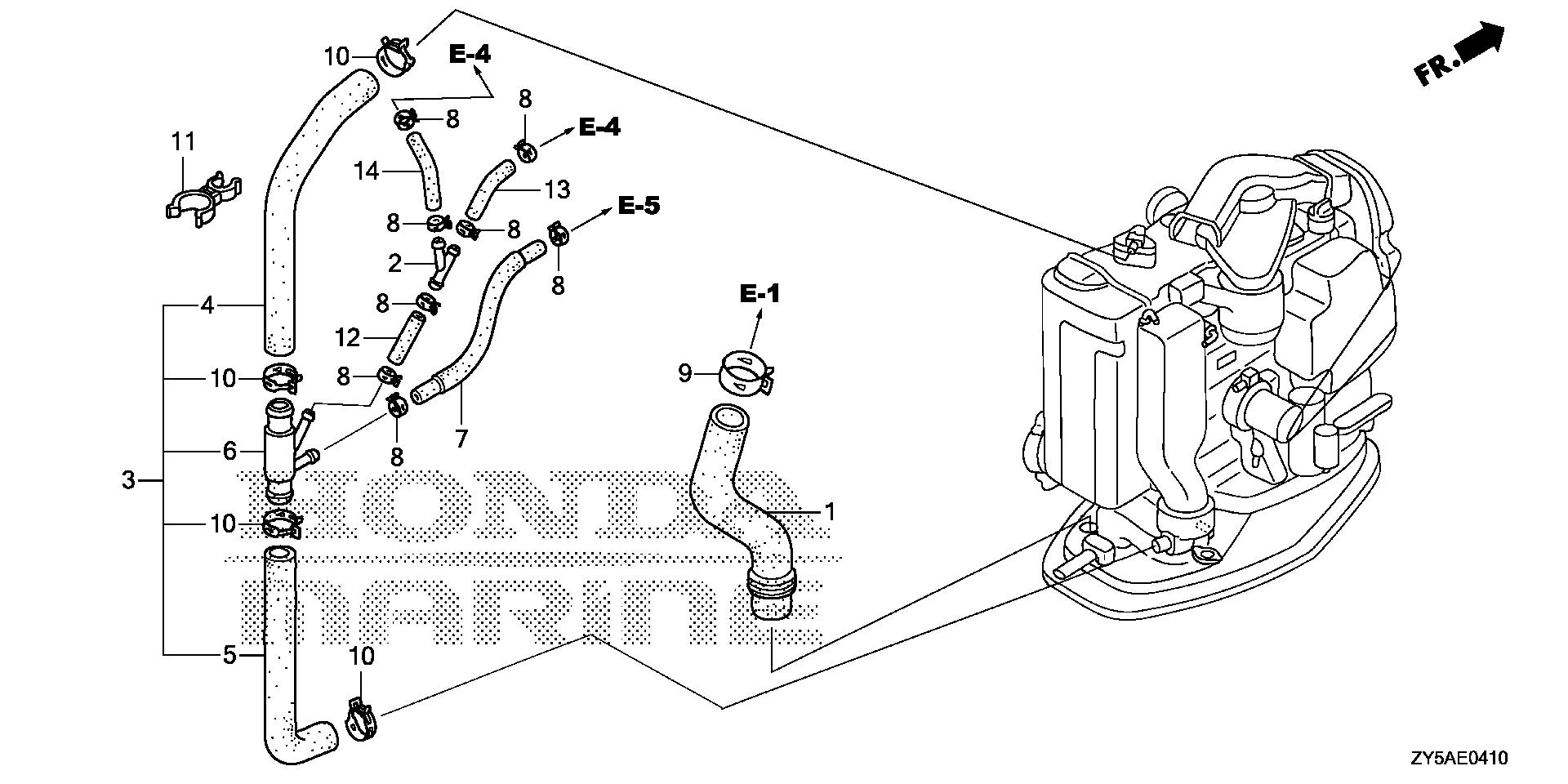 BF135 BF135AK2 water hose exploded parts diagram with numbered part references