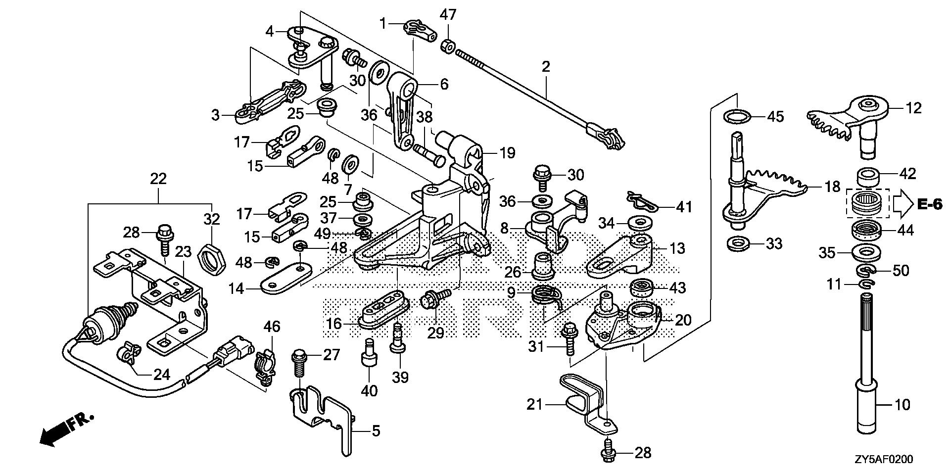 BF135 BF135AK2 shift shaft exploded parts diagram with numbered part references