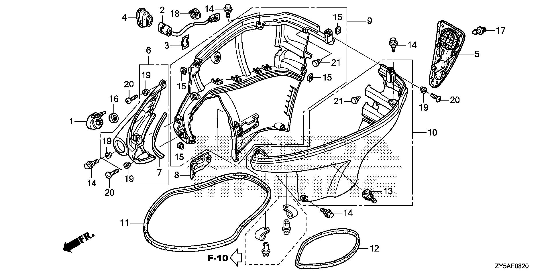 BF135 BF135AK2 under cover exploded parts diagram with numbered part references