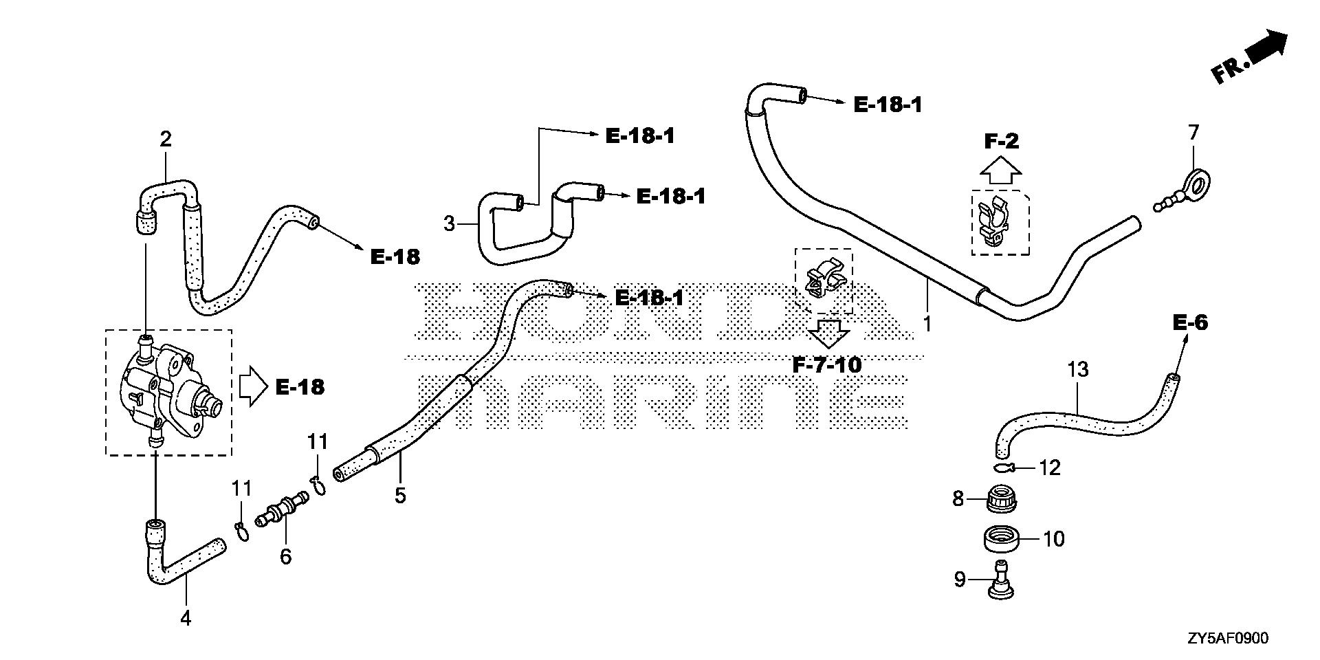 BF135 BF135AK2 fuel tube exploded parts diagram with numbered part references