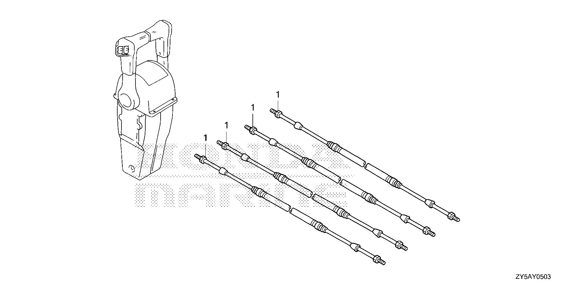 BF135 BF135AK2 cable (dual) (nhk mec) exploded parts diagram with numbered part references