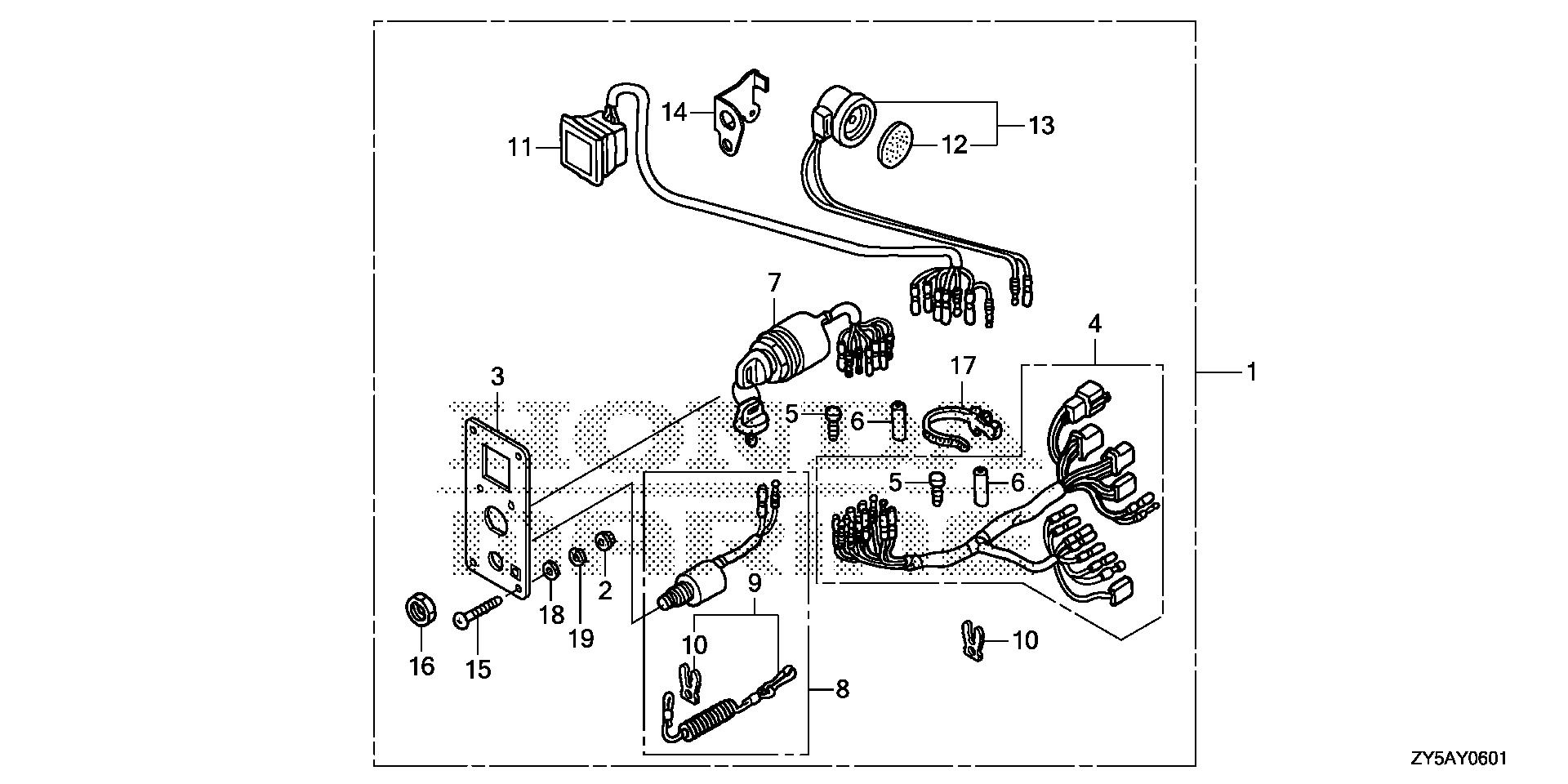 BF135 BF135AK2 control panel (2) exploded parts diagram with numbered part references