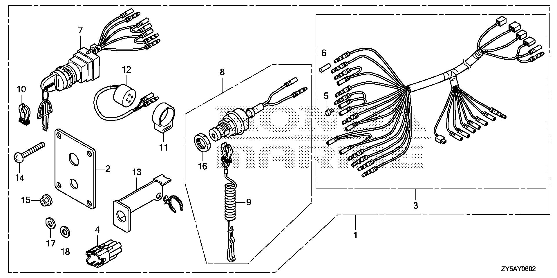 BF135 BF135AK2 control panel (3) exploded parts diagram with numbered part references