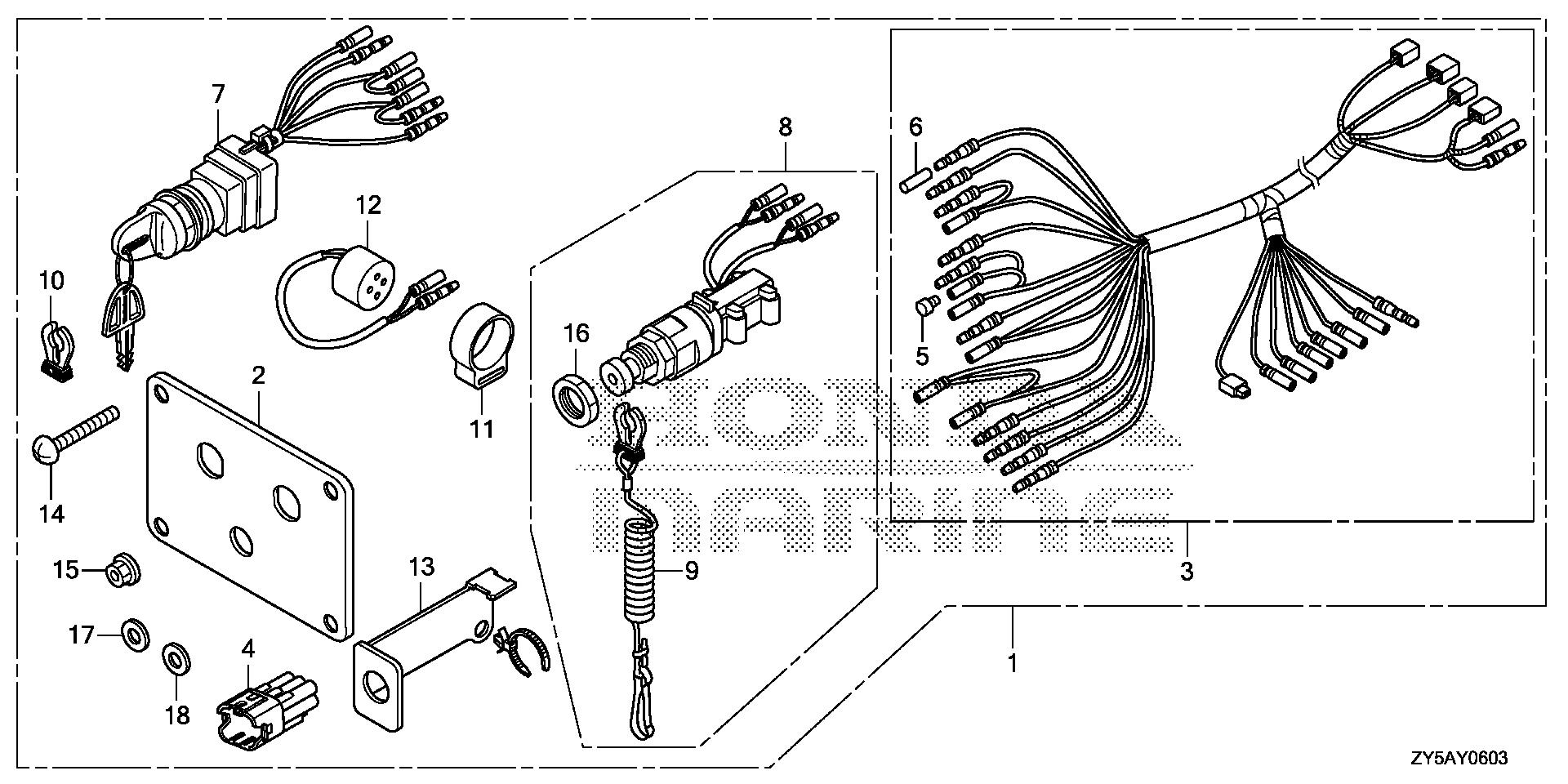 BF135 BF135AK2 control panel (4) exploded parts diagram with numbered part references