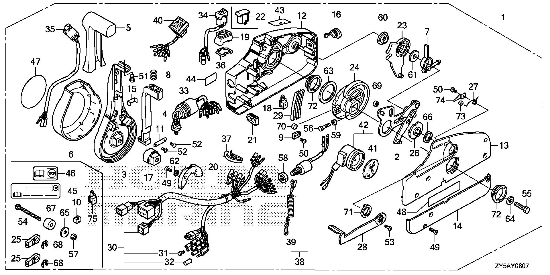 BF135 BF135AK2 remote control (nhk mec) (handle cap = chrome) exploded parts diagram with numbered part references