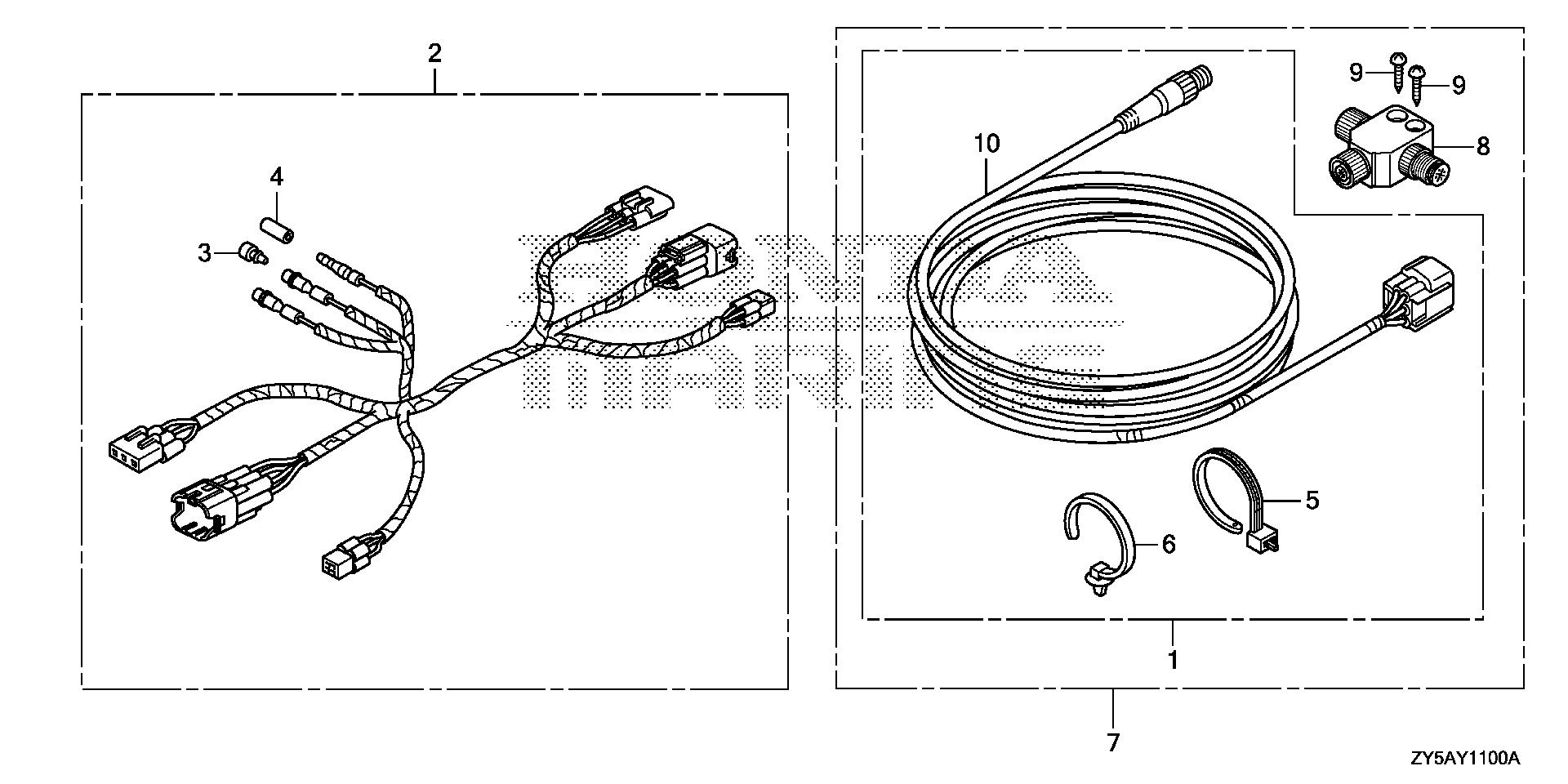 BF135 BF135AK2 interface cable kit exploded parts diagram with numbered part references