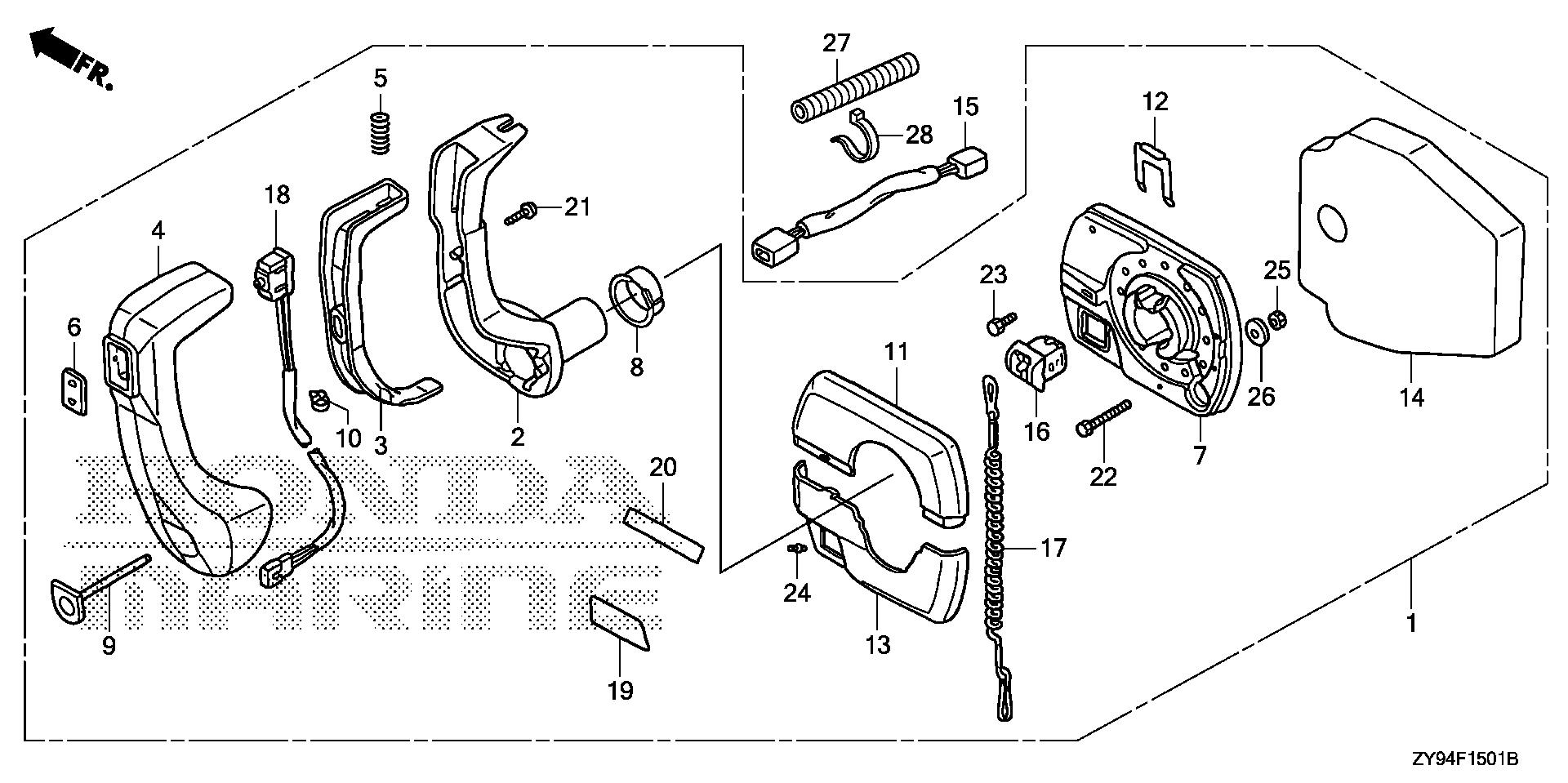 BF75 BF75DK0 remote control (panel    mount) exploded parts diagram with numbered part references