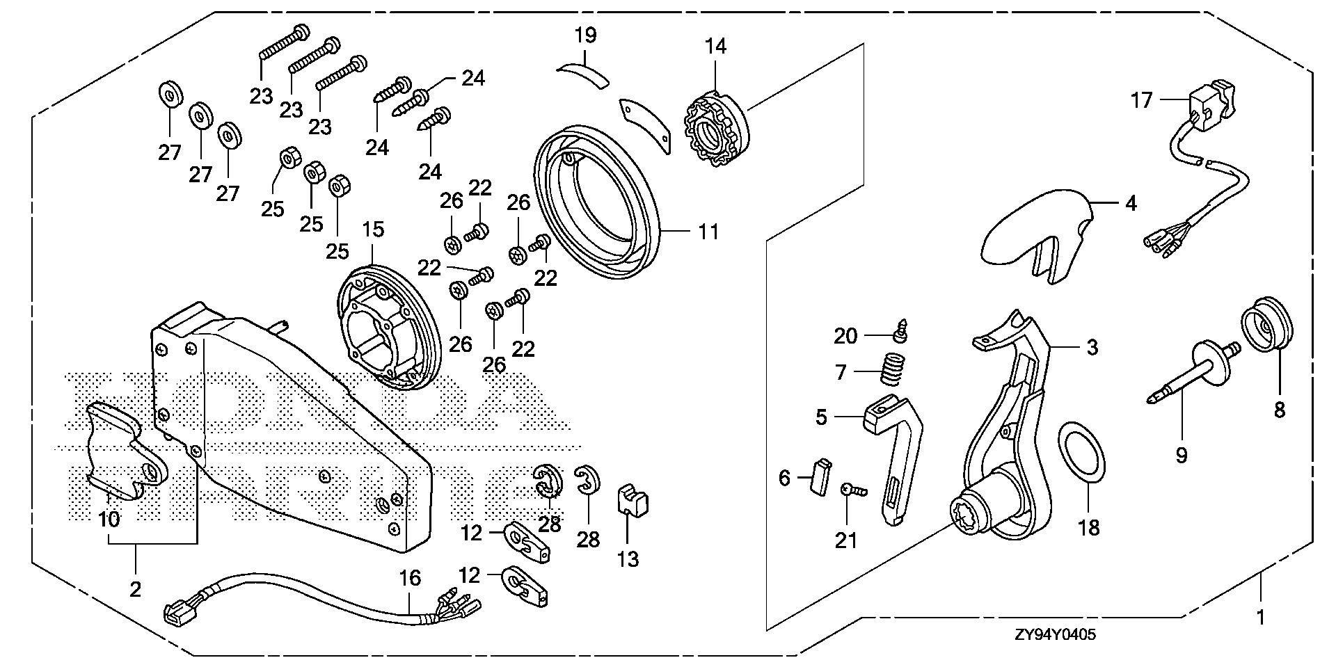 BF75 BF75DK0 remote control (flush    mount type) (l.) exploded parts diagram with numbered part references