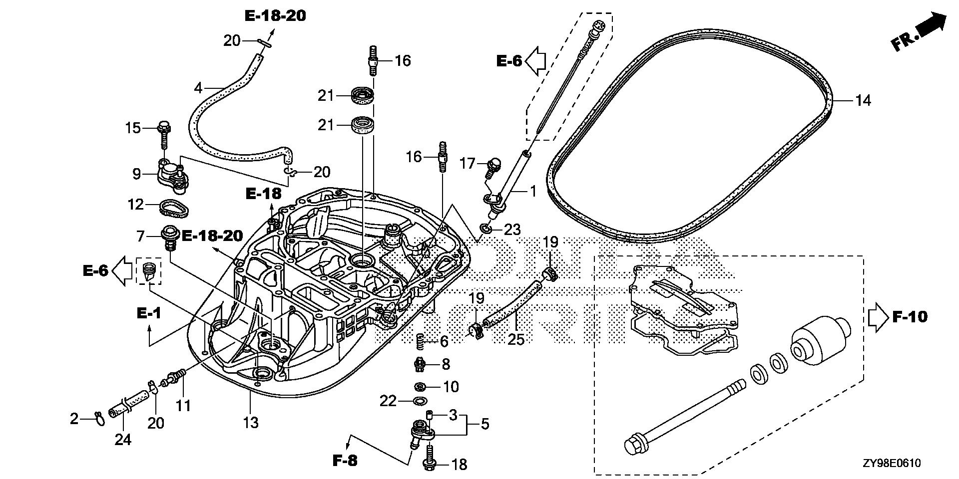 BF75 BF75DK4 mount case exploded parts diagram with numbered part references