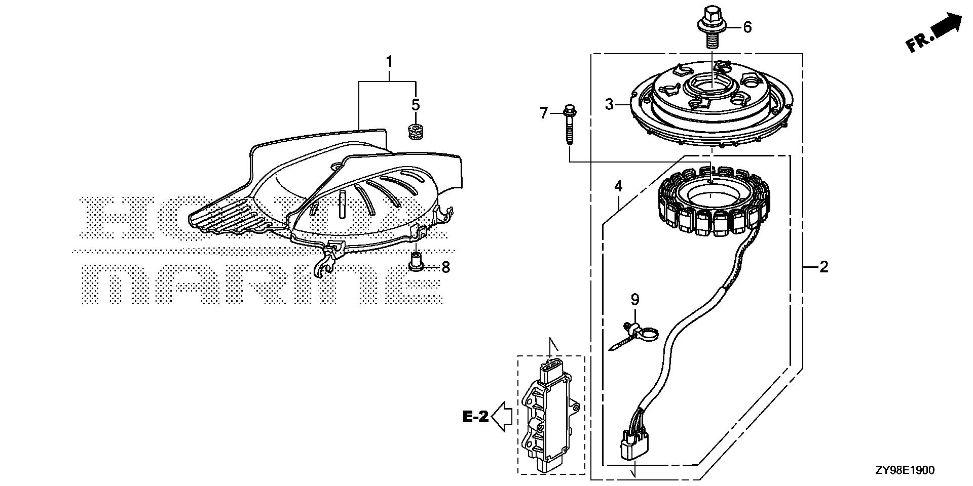 BF75 BF75DK4 alternator exploded parts diagram with numbered part references