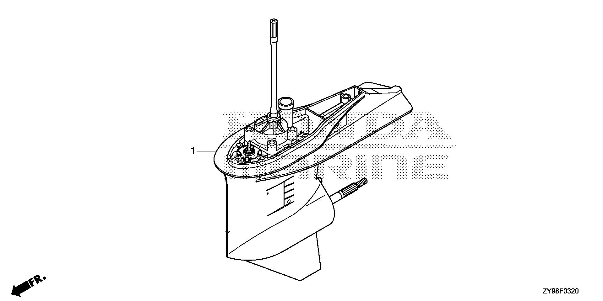 BF75 BF75DK4 gear case assy. exploded parts diagram with numbered part references