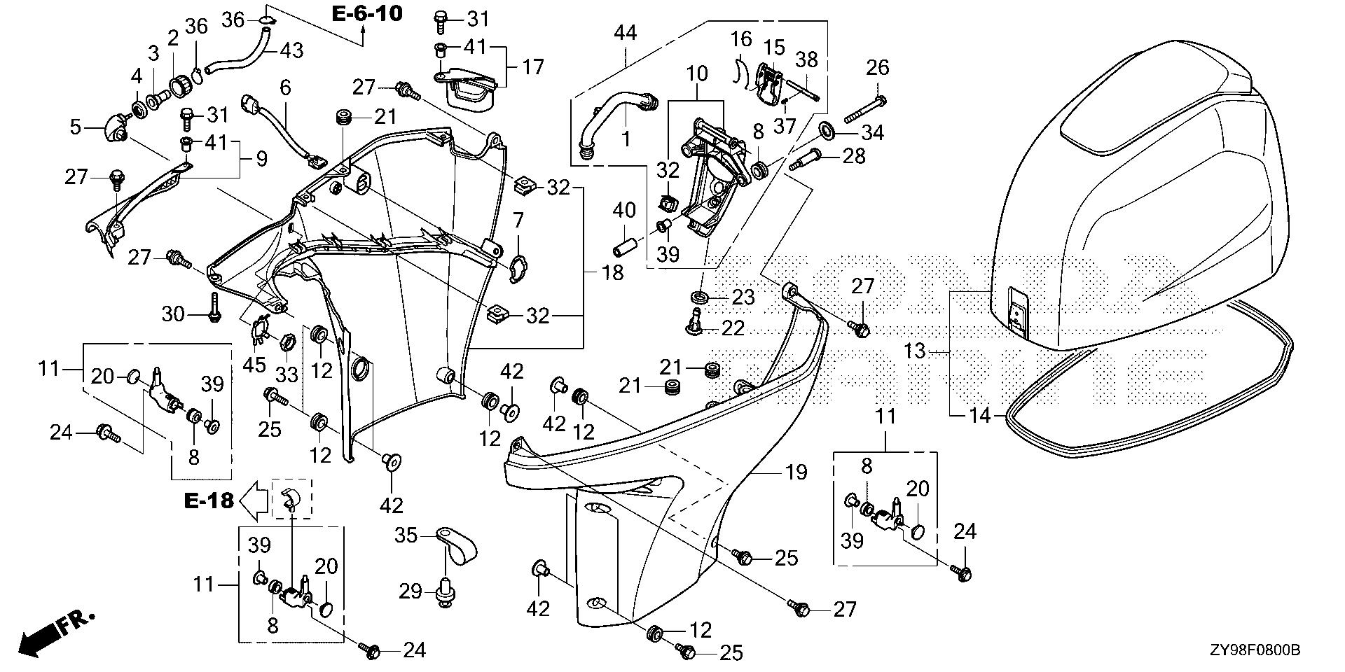 BF75 BF75DK4 engine cover - under cover exploded parts diagram with numbered part references