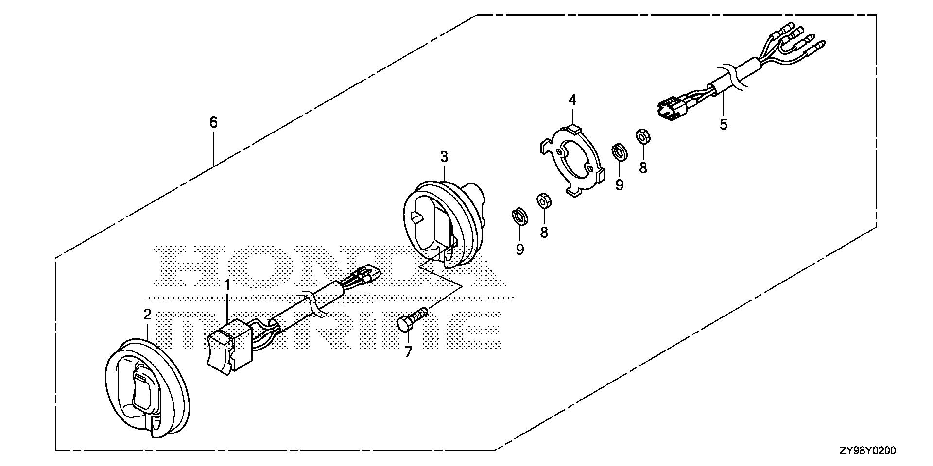 BF75 BF75DK4 trolling control switch exploded parts diagram with numbered part references
