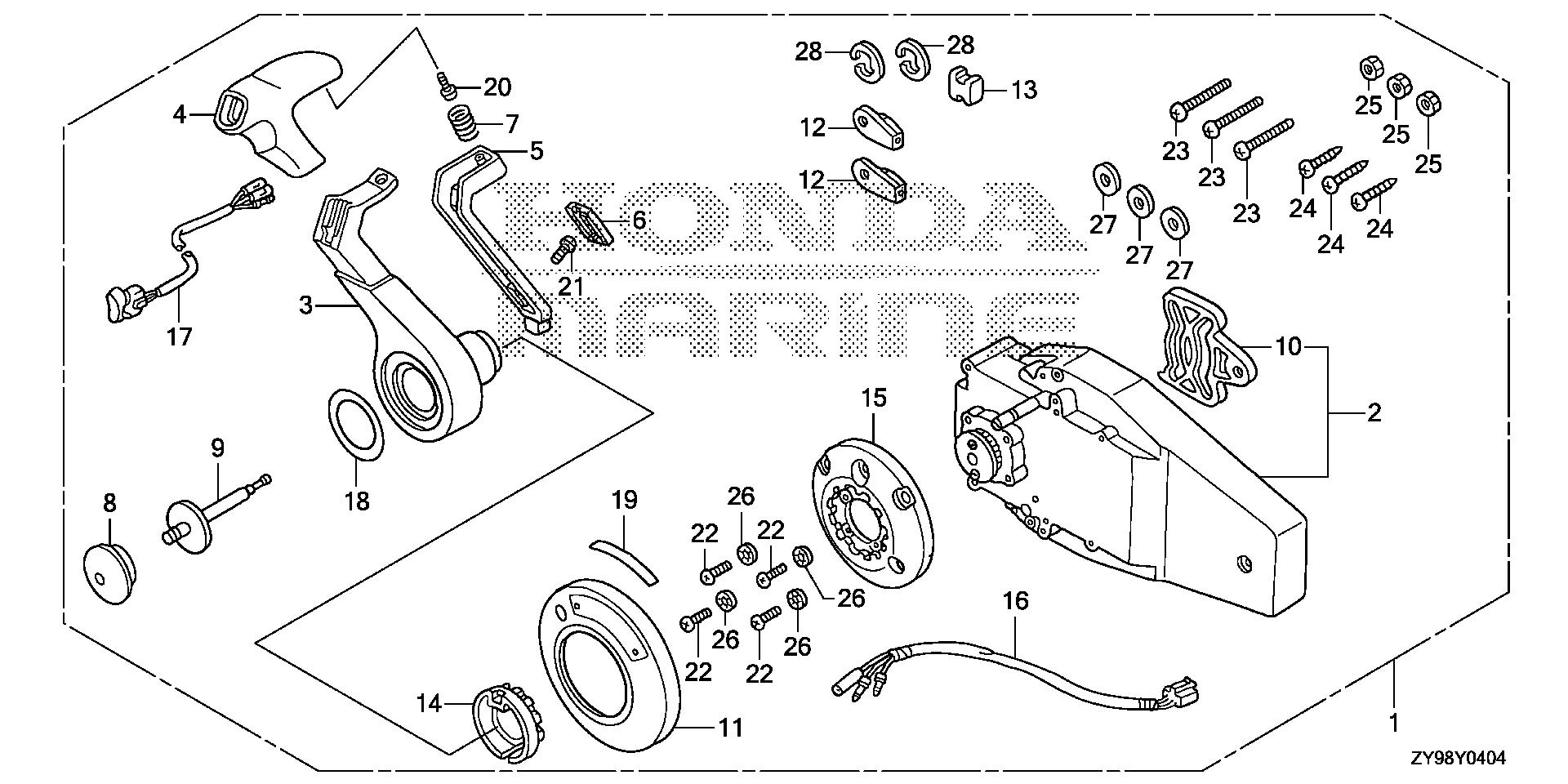 BF75 BF75DK4 remote control (flush    mount type) (r.) exploded parts diagram with numbered part references