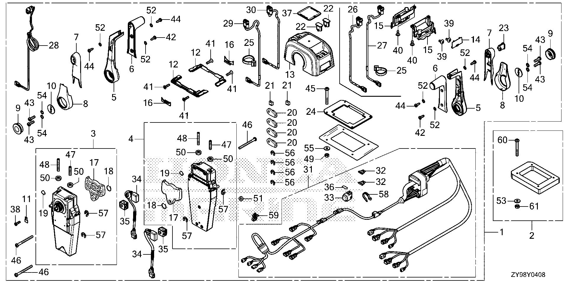 BF75 BF75DK4 remote control (top mount dual type) (nhk mec) exploded parts diagram with numbered part references