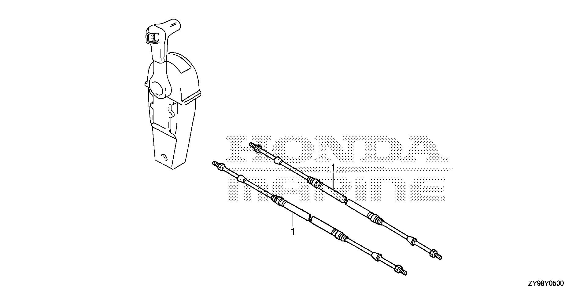 BF75 BF75DK4 cable (single) (hi-lex) exploded parts diagram with numbered part references