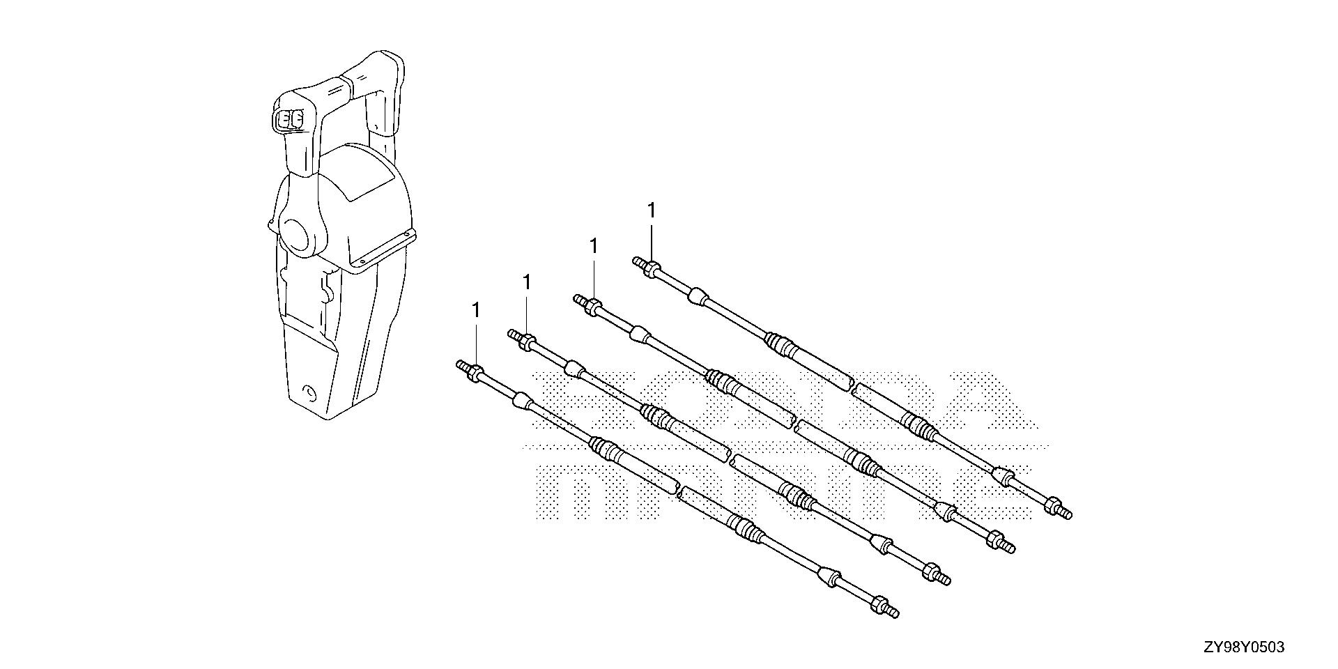 BF75 BF75DK4 cable (dual) (nhk mec) exploded parts diagram with numbered part references