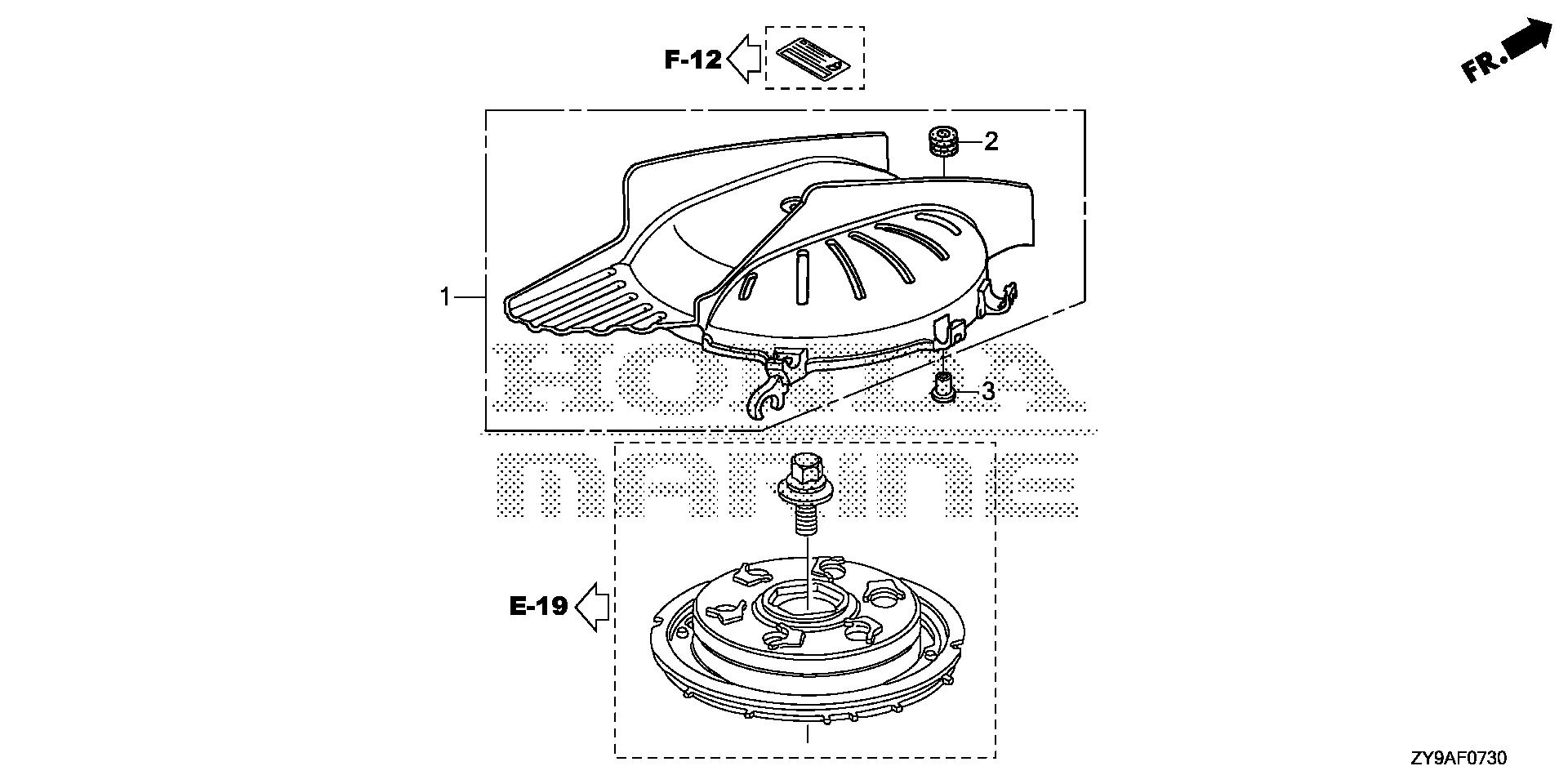 BF100 BF100A alternator cover exploded parts diagram with numbered part references