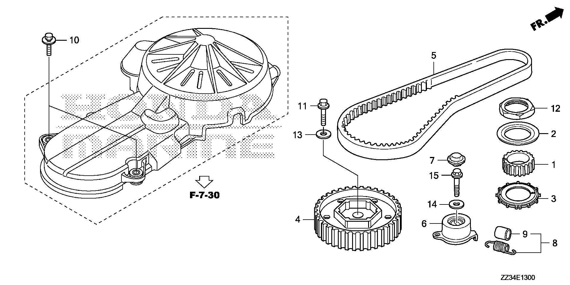 BF60 BF60A timing belt exploded parts diagram with numbered part references