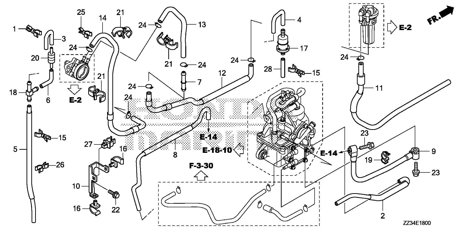 BF60 BF60A tubing exploded parts diagram with numbered part references
