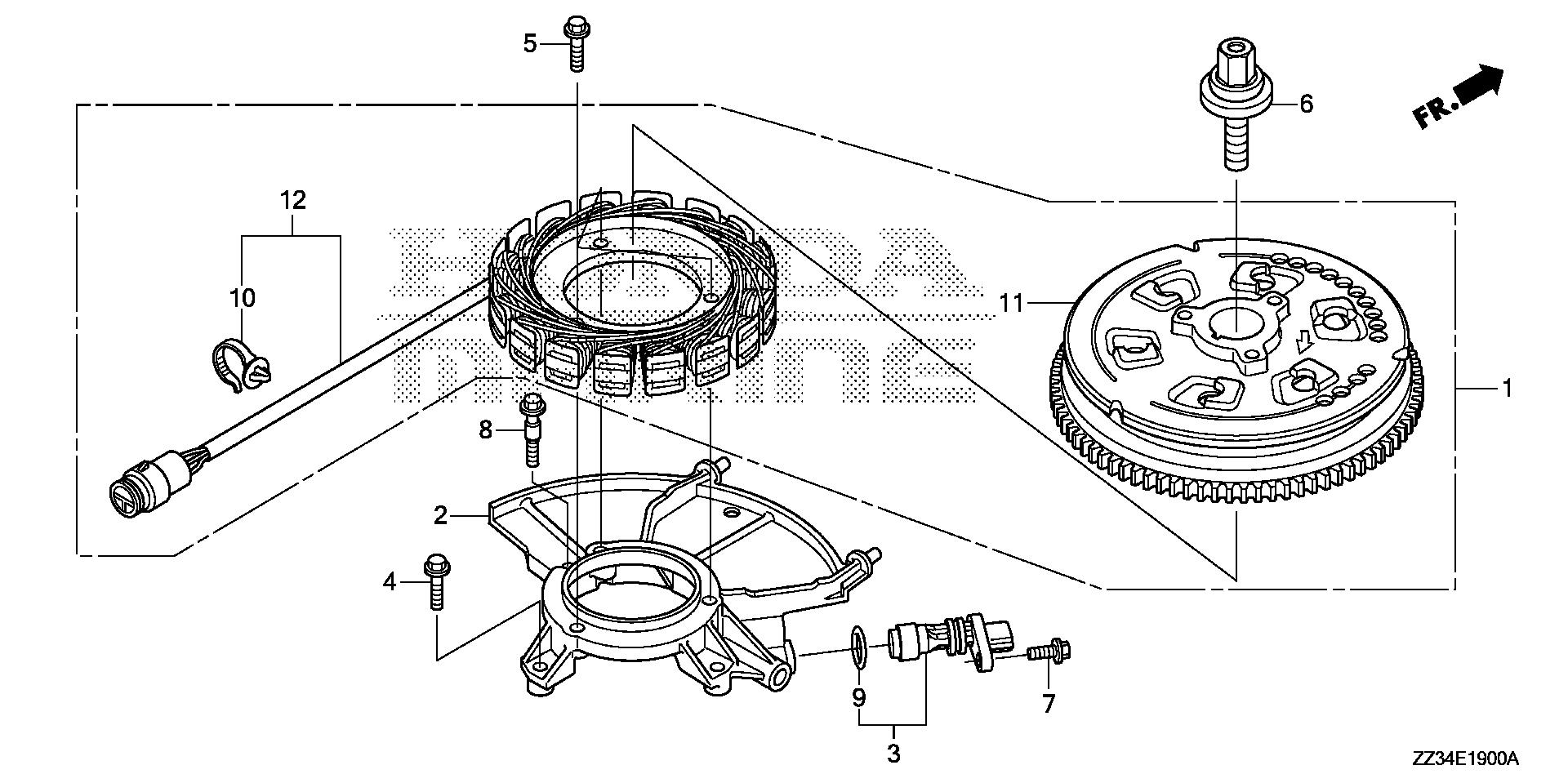 BF60 BF60A alternator exploded parts diagram with numbered part references