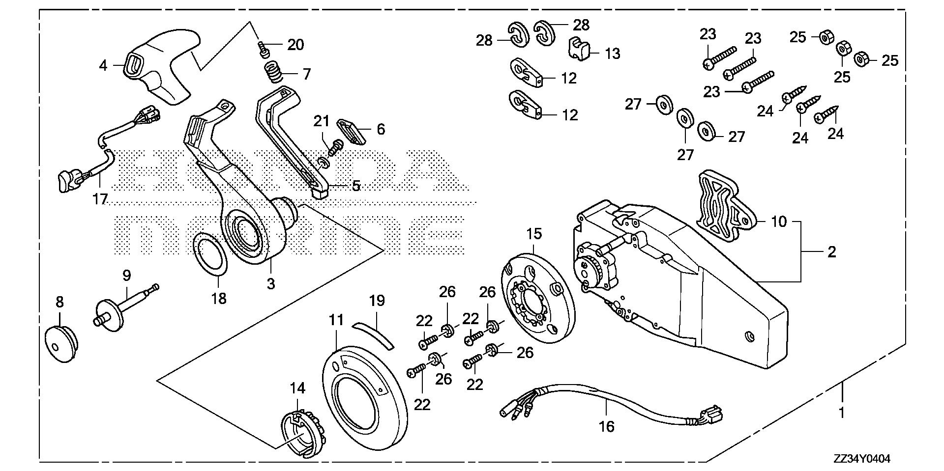 BF60 BF60A remote control box (flush mount type) (r.) exploded parts diagram with numbered part references