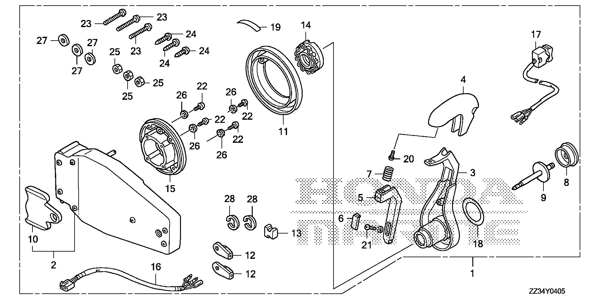 BF60 BF60A remote control box (flush mount type) (l.) exploded parts diagram with numbered part references