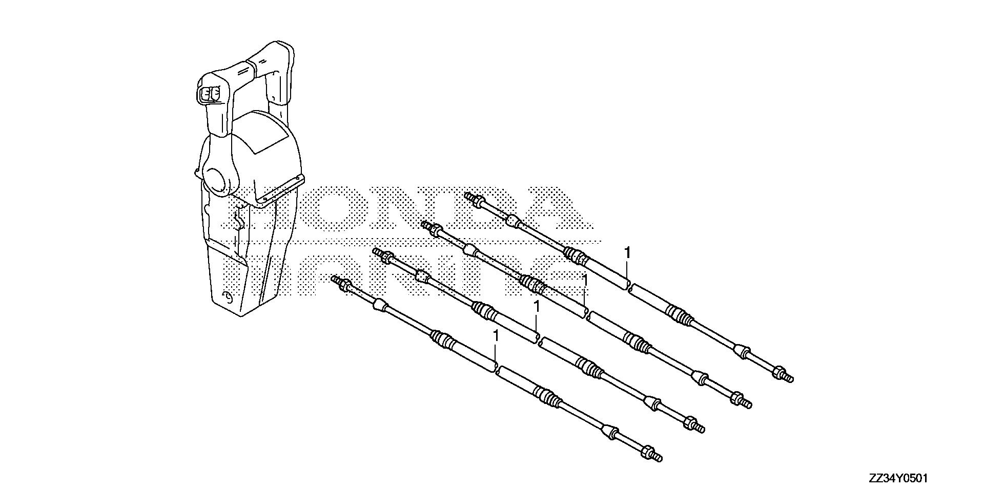 BF60 BF60A cable (dual) exploded parts diagram with numbered part references