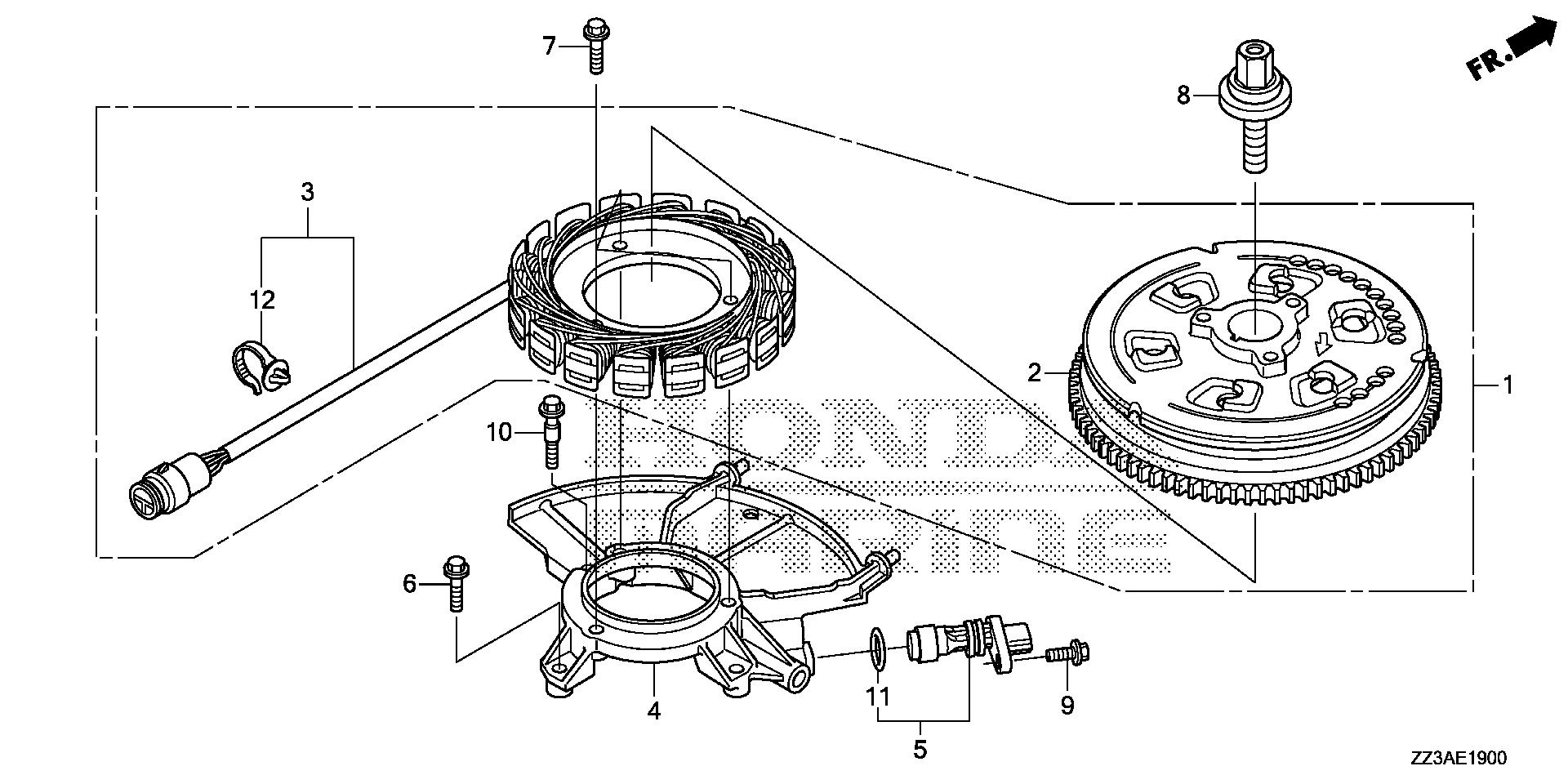 BFP60 BFP60AK1 alternator exploded parts diagram with numbered part references