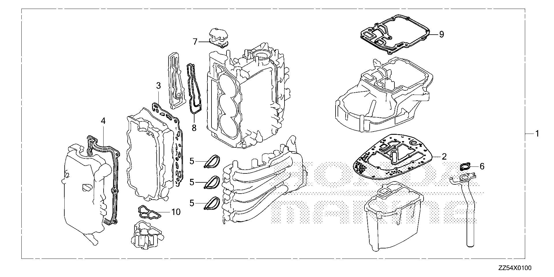 BF40 BF40D gasket kit exploded parts diagram with numbered part references