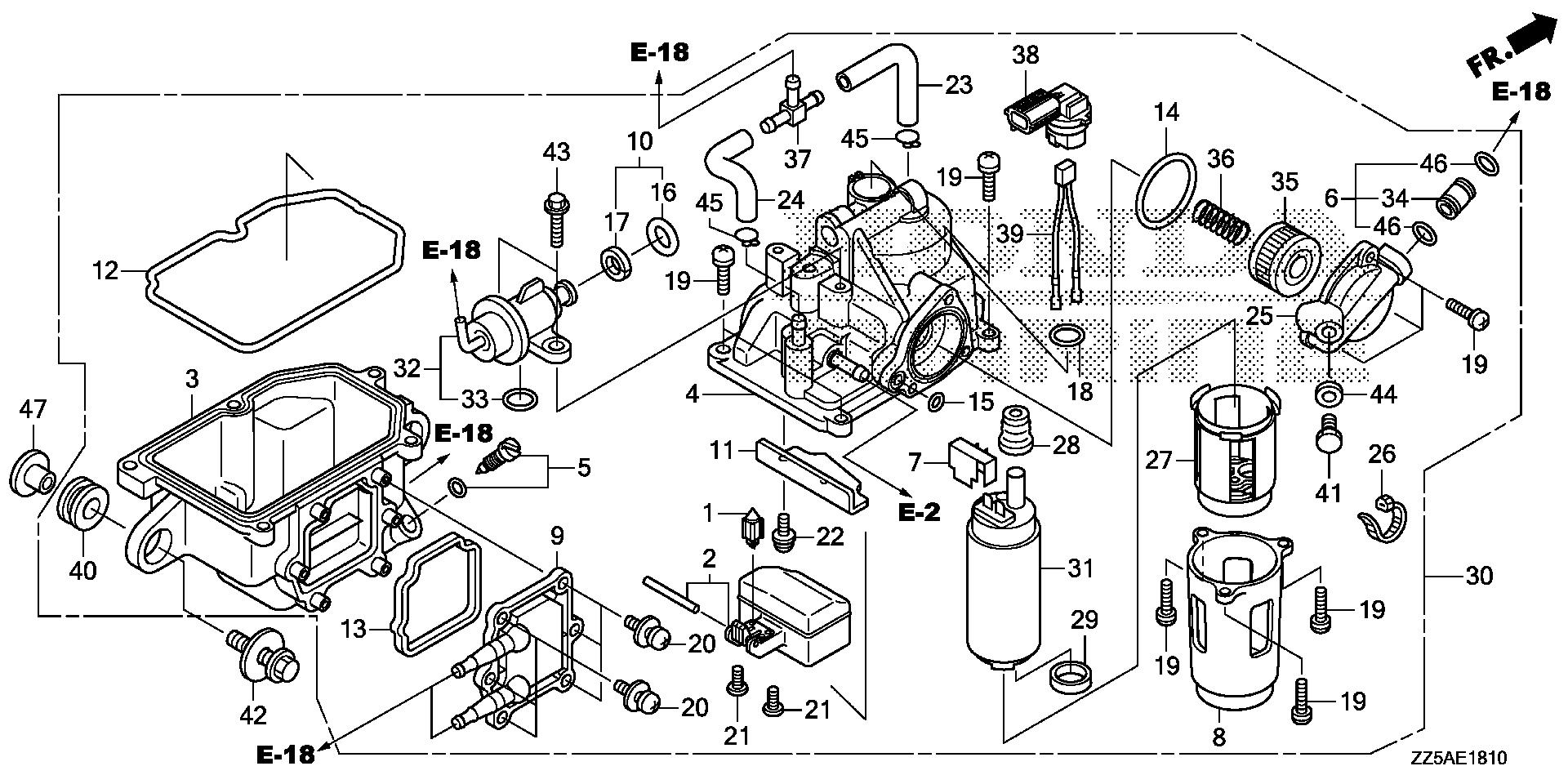 BF50 BF50DK2 vapor separator exploded parts diagram with numbered part references