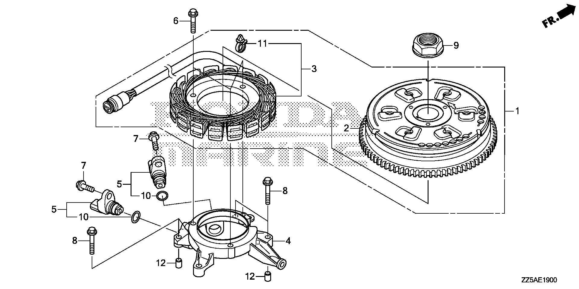 BF50 BF50DK2 alternator exploded parts diagram with numbered part references