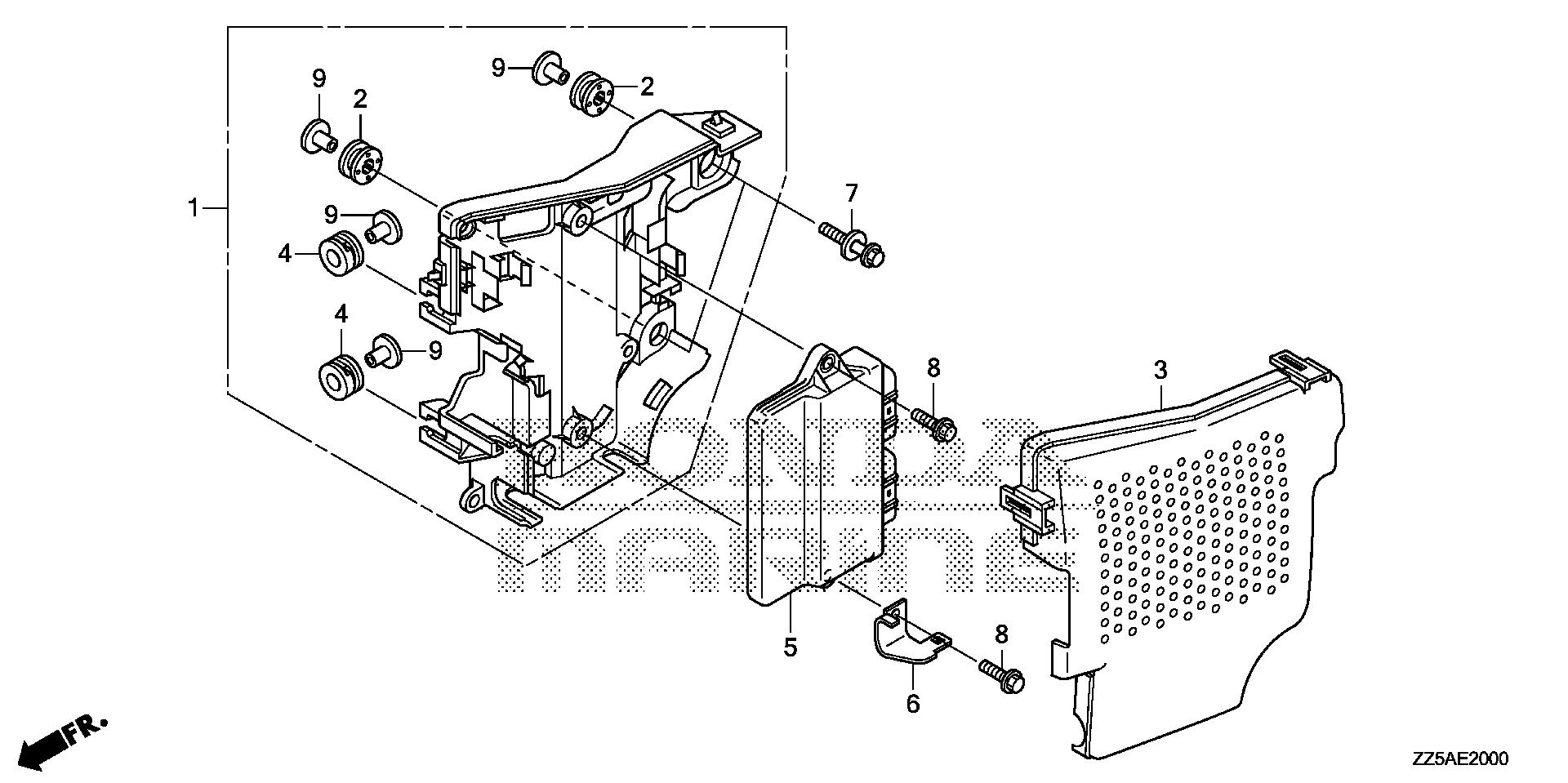 BF50 BF50DK2 electronic control unit exploded parts diagram with numbered part references