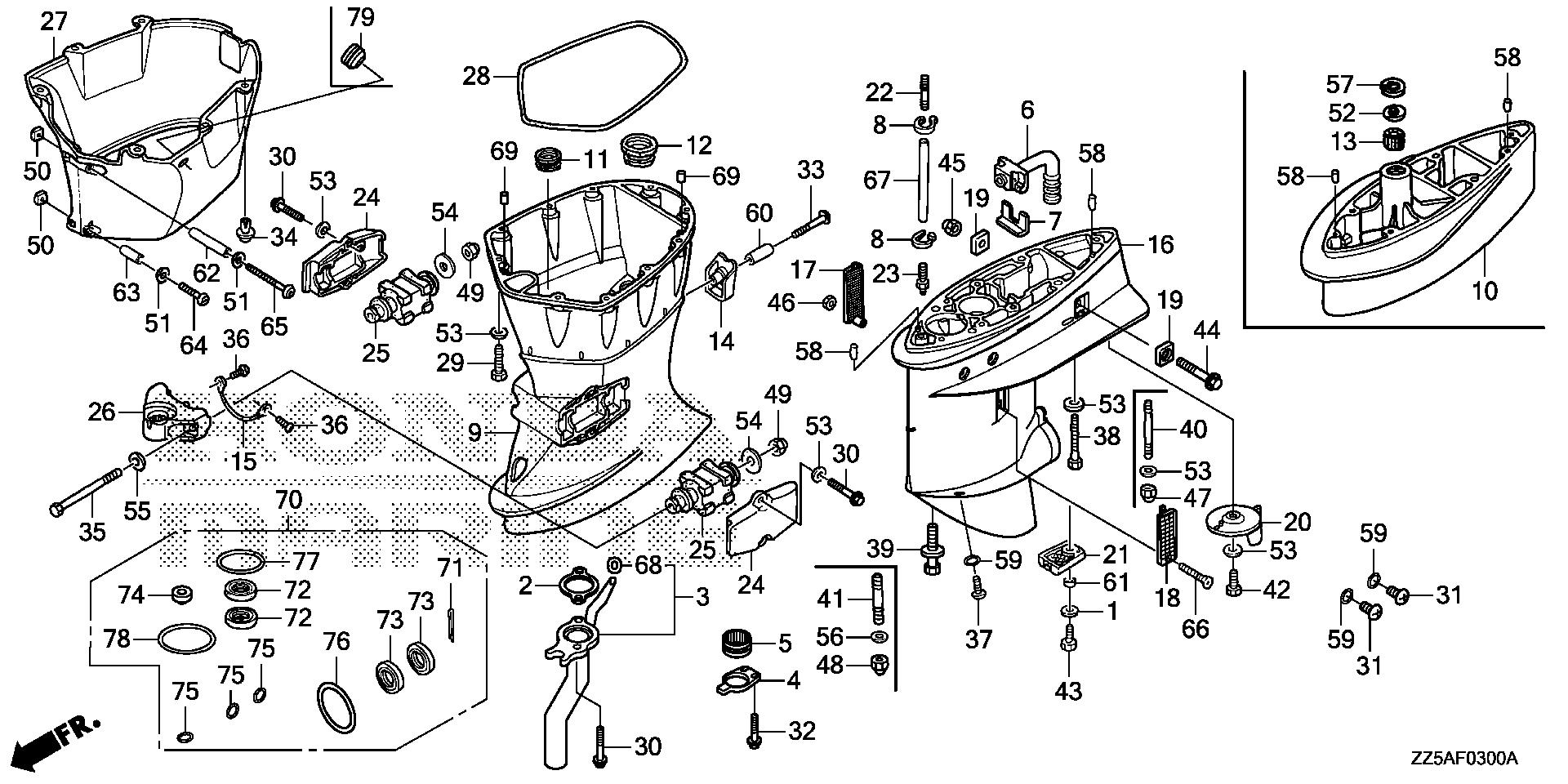 BF50 BF50DK2 extension case exploded parts diagram with numbered part references