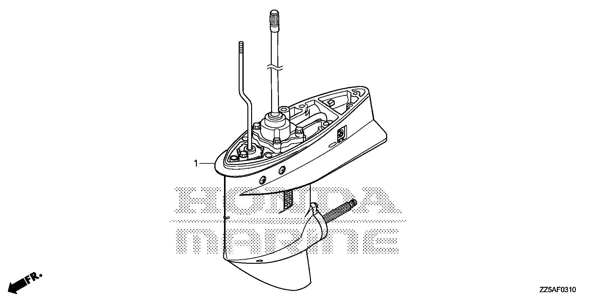 BF50 BF50DK2 gear case assy. exploded parts diagram with numbered part references
