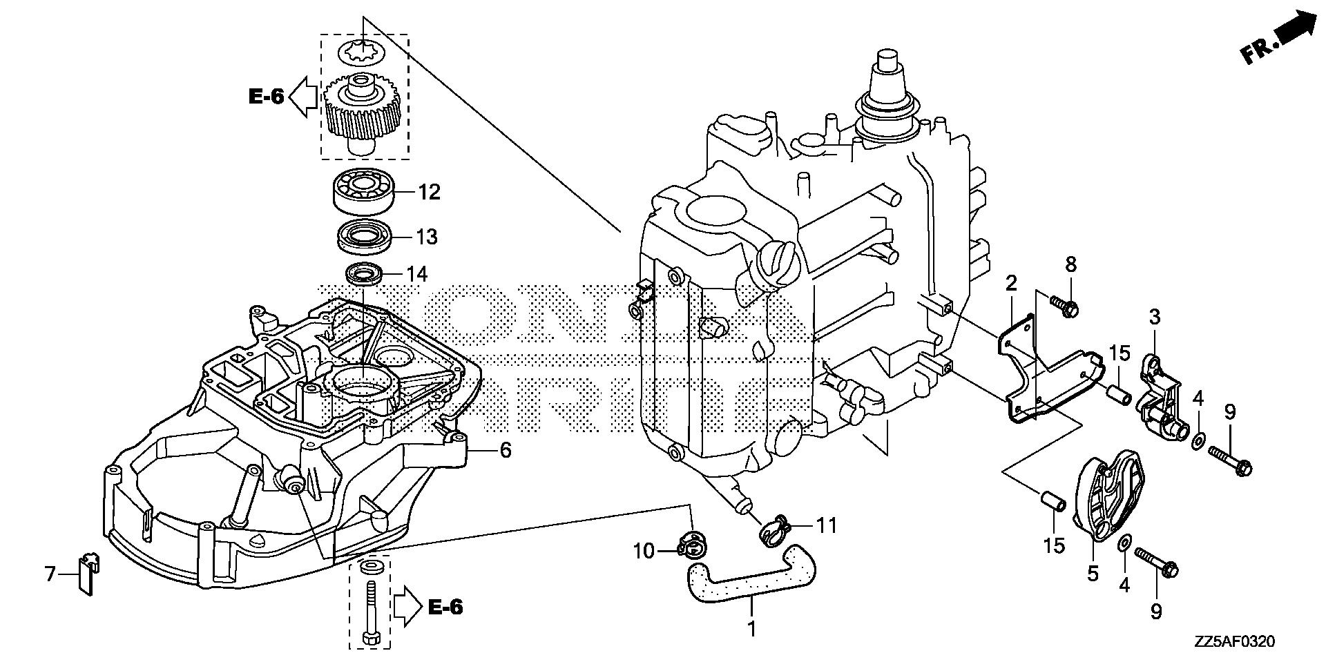 BF50 BF50DK2 primary gear case exploded parts diagram with numbered part references